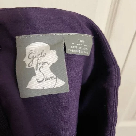 Girls From Savoy Anthropologie Women's Purple Velvet Ribbon Pencil Skirt Size 2 - Picture 3 of 9